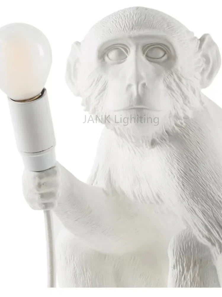 Axyaa Black White Resin Monkey Pendant Chandelier - Designer High-end Hanging Lamp