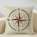 Axyaa Nautical Pattern Linen Cushion Cover 45x45cm for Home Sofa Decoration