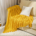 Axyaa Tassel Blanket: Acrylic Cashmere Soft Throw Cover for Home Decor & Nap Warmth