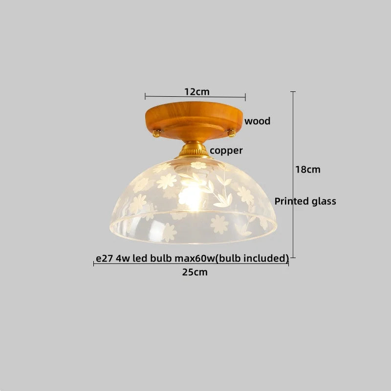 Axyaa Copper Wood LED Ceiling Lamp Modern Indoor Lighting Fixtures