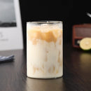 Axyaa Ribbed Vertical Striped Glass Tumbler Cup, 300ml Heat Resistant for Various Drinks