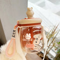 Axyaa Kawaii Bear Boba Bubble Tea Bottle 800ml Straw BPA-Free