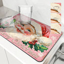 Axyaa Diatom Mud Kitchen Drain Pads in Christmas Pink, Absorbent Tableware Mat