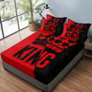 Axyaa Red and Black King Pattern Fitted Sheet Set for Stylish Bedroom Decor