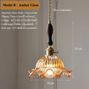 Axyaa Glass Pendant Light: Clear/Amber/Green Color, Adjustable Cord, E27 Ceiling Fixture