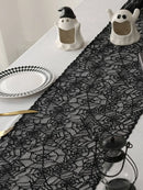 Axyaa Black Lace Cobweb Table Runner Gothic Home Party Kitchen Decor