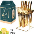 Axyaa 24-Piece Hammer Pattern Cutlery Set with Ceramic Handle