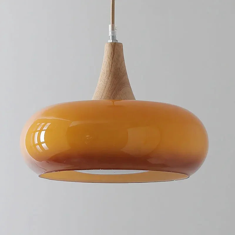 Axyaa Wooden Art Glass Chandelier LED Pendant Lights for Home Decor