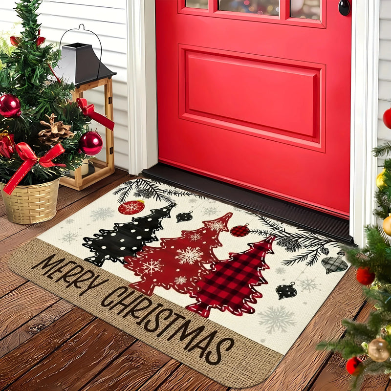 Christmas Tree Printed Non-Slip Floor Mat for Home, Bathroom & Kitchen by Axyaa