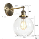 Axyaa Glass Globe LED Wall Light - Rustic Vintage Industrial Mirror Fixture