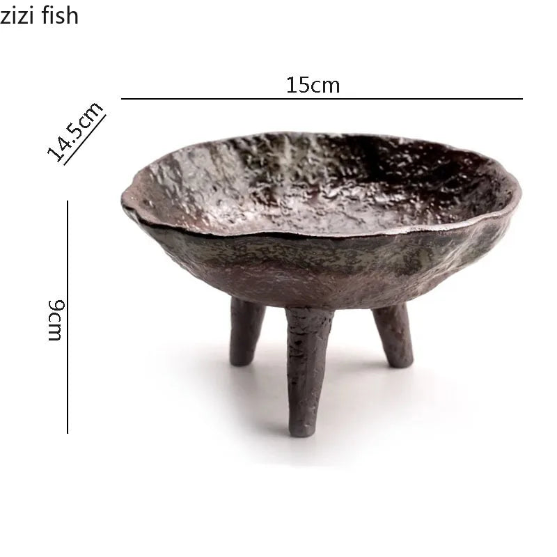 Axya Ceramic Fruit Plate with High Foot for Snacks, Nuts, and Dim Sum