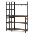 Axyaa 5-Tier Kitchen Bakers Rack with 10 Hooks, 43" Microwave Stand & Utility Shelf