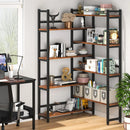 Axyaa Industrial Corner Bookshelf 70.8” Tall for Living Room Home Office