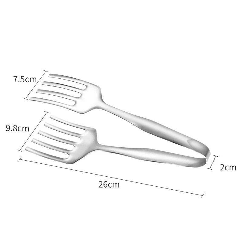 Axyaa Stainless Steel Food Tongs: BBQ Clip Meat Clamp Kitchen Tool