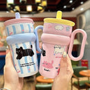 Axyaa Kawaii Cat Thermal Mug 650ml Stainless Steel Tumbler