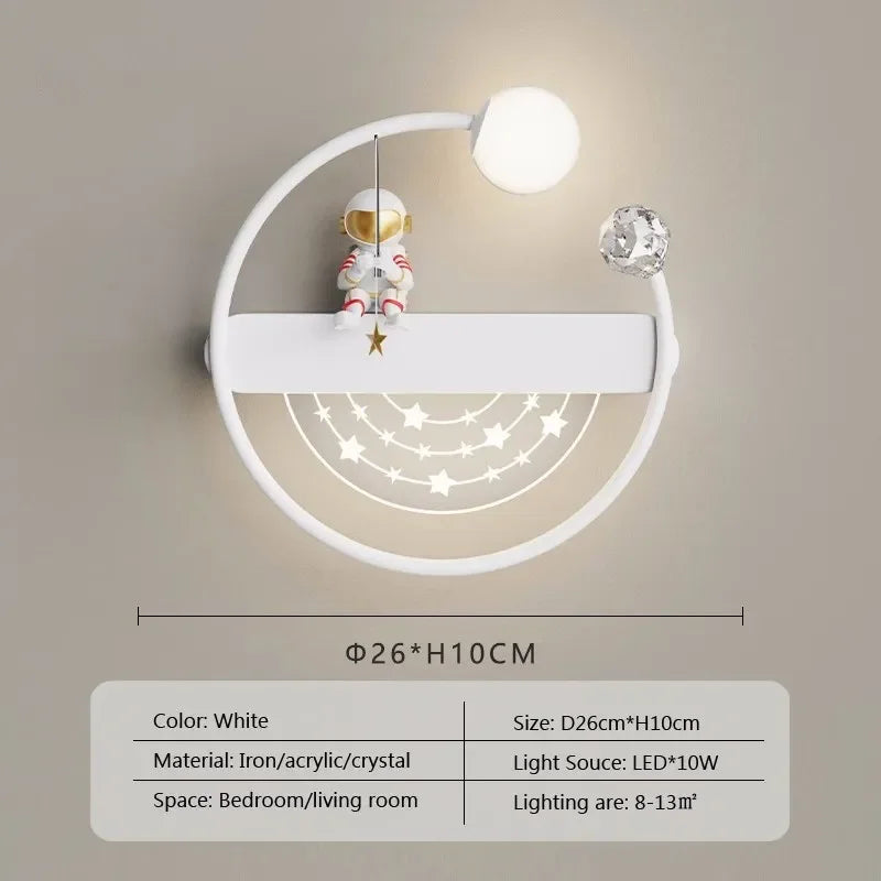 Axyaa Astronaut Star Moon LED Wall Lamps for Children's Room