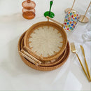 Axya Rattan Double Ears Tray - Home Storage & Decor Organizer Basket