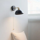 Axyaa Black Round Wood LED Wall Lamp With Switch - Bedroom Living Room Bathroom Stair Light
