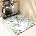 Axyaa Leaf Print Coasters & Drying Mat Set for Kitchen Essentials