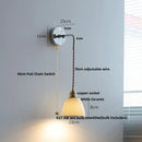 Axyaa Ash Wood LED Wall Light with Pull Chain Switch, Japanese Style Bedside Lamp