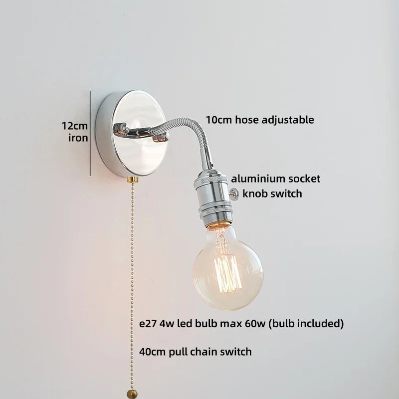 Axyaa White Ceramic LED Wall Light with Pull Chain Switch