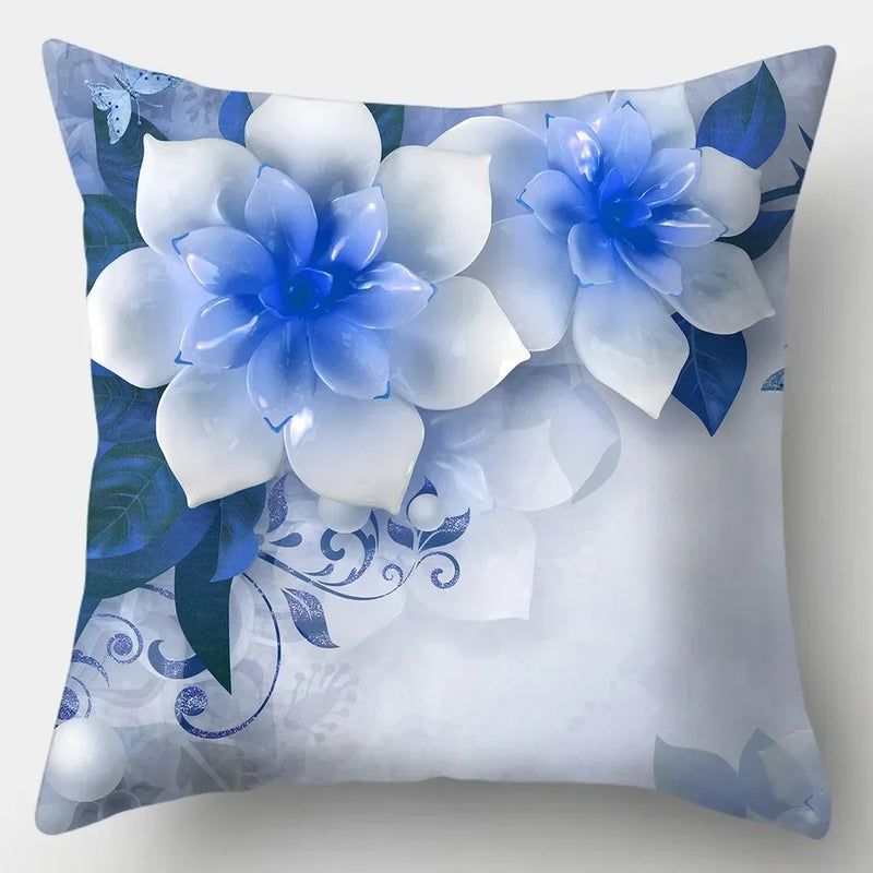 Axyaa Retro Flowers Pillowcase 45cmX45cm Square Sofa Cushion Cover