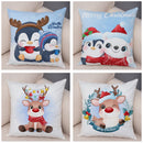 Axyaa Santa Little Penguin Pillowcase 45x45cm Merry Christmas Deer Cushion Cover