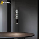 Axyaa Cylinder Glass Pendant Light: Minimalist Bamboo-Inspired Ceiling Lamp
