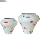 Cherry Pattern White Porcelain Vase Axyaa Classical Plant Pot Floral Room Decor
