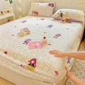Axyaa Polka Dot Printed Milk Fleece Fitted Sheet - Thermal Mattress Cover