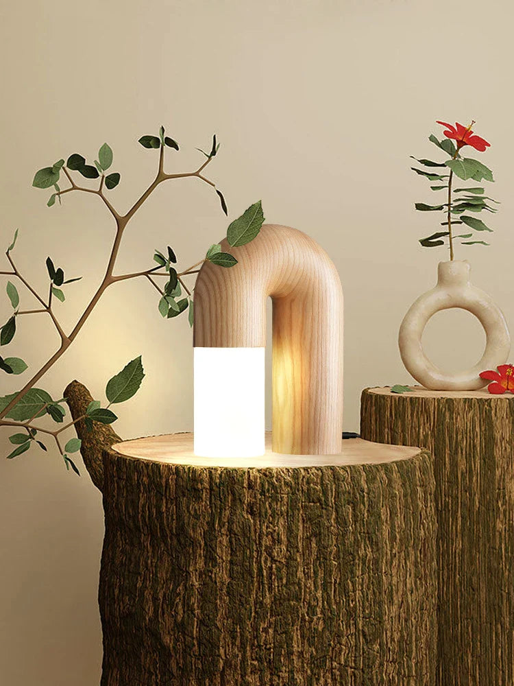 Axya Solid Ash Wood Table Lamps Dimmable LED Lighting for Home Decor