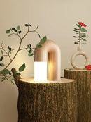 Axyaa Retro Ash Wood Acrylic Table Lamps - Dimmable LED Bedroom Decor