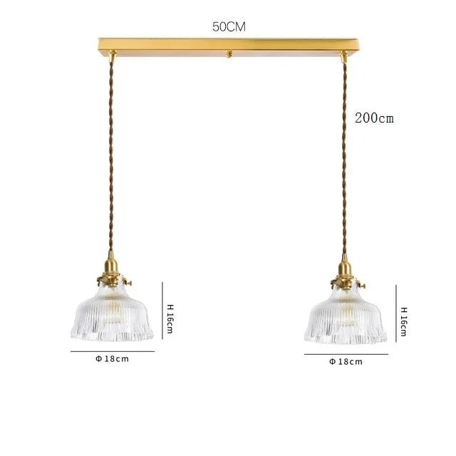 Axyaa Clear Glass LED Pendant Light: Nordic Style Copper Hanging Lamp