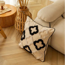 Axyaa Boho Black White Check Velvet Circle Pillowcase 45x45 Luxe Headboard Cushion Cover