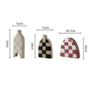 Axyaa Geometric Check Pattern Ceramic Vase for Stylish Home Decor