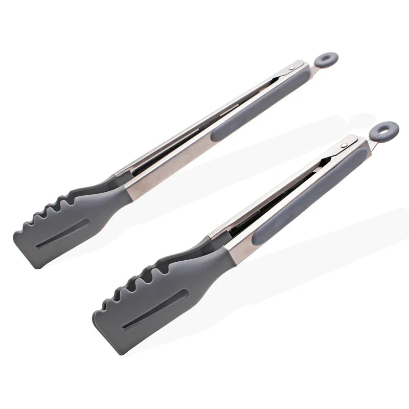 Axyaa Silicone Non-Stick Food Clips: Hollow Drain Oil BBQ Tongs for Home Kitchen Buffet.