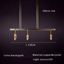 Axyaa Modern Luxury Copper LED Chandelier - Crystal Light Fixture