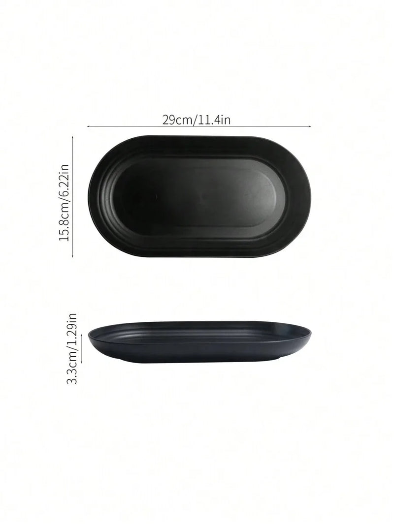 Axyaa Black Plastic Dinner Plates - Set of 12 - Ideal for Desserts & Parties