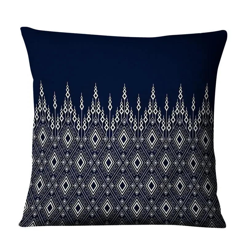 Axyaa Chinese Mandala Linen Cushion Cover for Home Decor