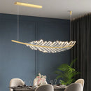 Axyaa Leaf-Shaped LED Golden Chandelier for Modern Nordic Living Room