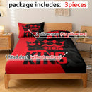 Axyaa Red and Black King Pattern Fitted Sheet Set for Stylish Bedroom Decor