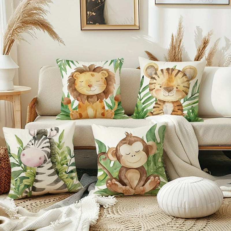 Axyaa Jungle Animal Pattern Printed Pillowcase for Home Decoration