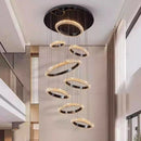 Axyaa Crystal Chandelier Stair Pendant Lamp Living Room Lights