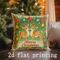 Christmas Santa & Deer Pattern Pillow Covers by Axyaa - Sofa Bedroom Car Cushion Cover