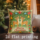 Christmas Santa & Deer Pattern Pillow Covers by Axyaa - Sofa Bedroom Car Cushion Cover