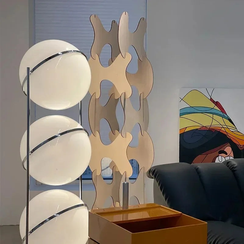Axyaa Chrome Metal White Acrylic Ball Floor Lamp