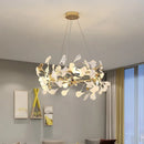 Axyaa Ginkgo Leaf Chandelier Ceramics Acrylic Pendant Light for Living Dining Room