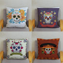 Colorful Day Of The Dead Skull Pattern Pillow Cover by Axyaa