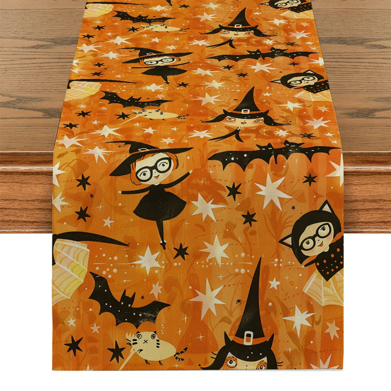 Axyaa Halloween Bat Witch Table Runner - Kitchen Party Decorations