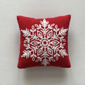 Axyaa Christmas Tree Snowflake Cushion Cover in Green and Red, Embroidered 45x45cm Square Pillowcase